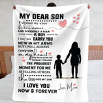 My Dear Son - Plush Fleece Blanket from Mum - I Will Always Carry You In My Heart - luxoz