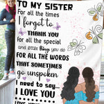 To My Sister - Plush Fleece Blanket - Thank You For All The Little Special Things - luxoz