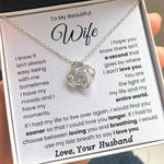 To My Beautiful Wife-Loveknot Necklace-You Are The Light Of My Life - luxoz