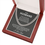 To My Husband- Stainless Steel Cuban Link Chain- I Love You - luxoz