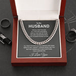 To My Husband- Stainless Steel Cuban Link Chain- I Love You - luxoz