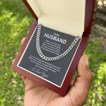 To My Husband- Stainless Steel Cuban Link Chain- I Love You - luxoz