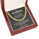 To My Husband- Stainless Steel Cuban Link Chain- I Love You - luxoz