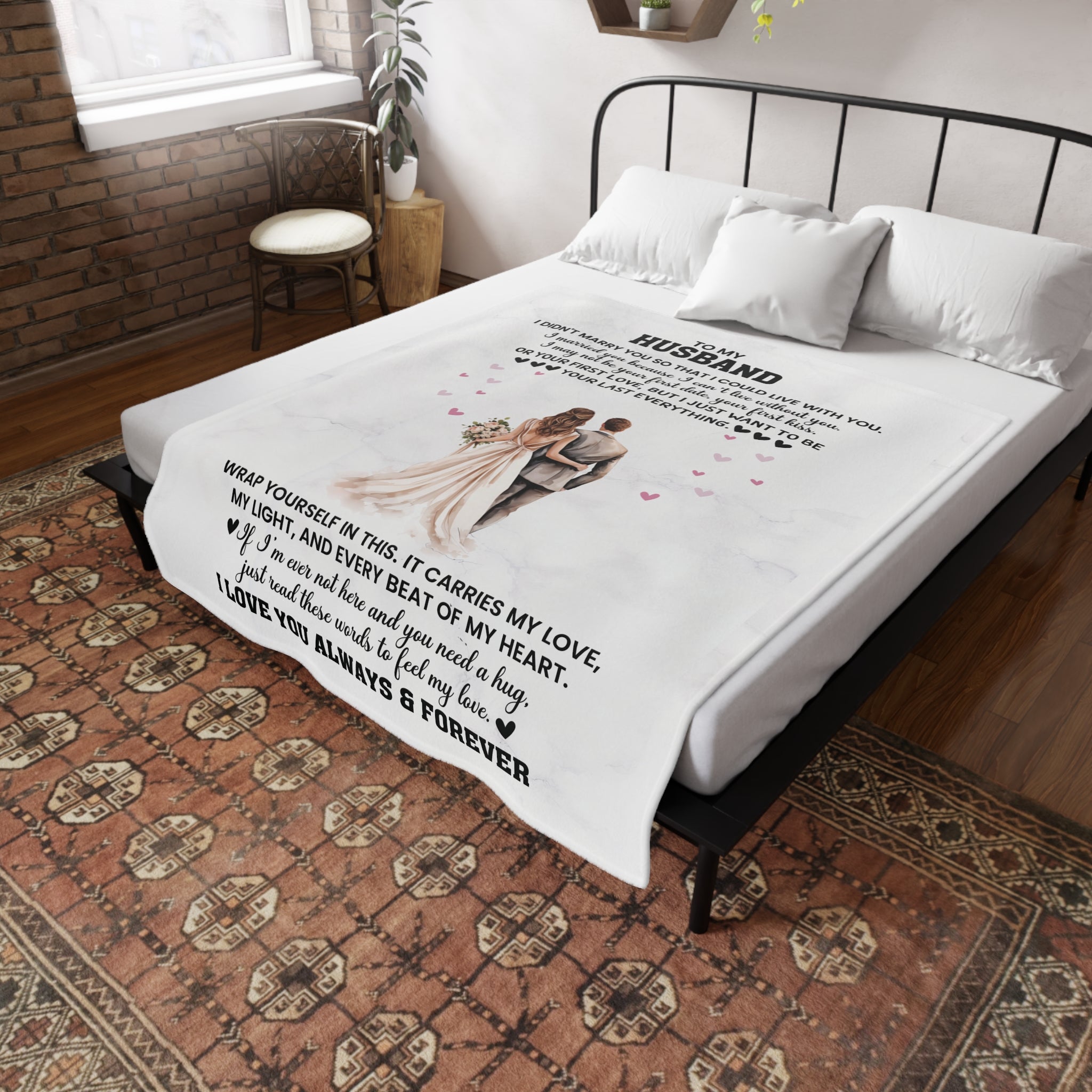 To My Husband - Romantic Fleece Blanket for Wife, Anniversary Gift, Cozy Throw, Love Quote Blanket, Gift for Her, Heartfelt Home Decor