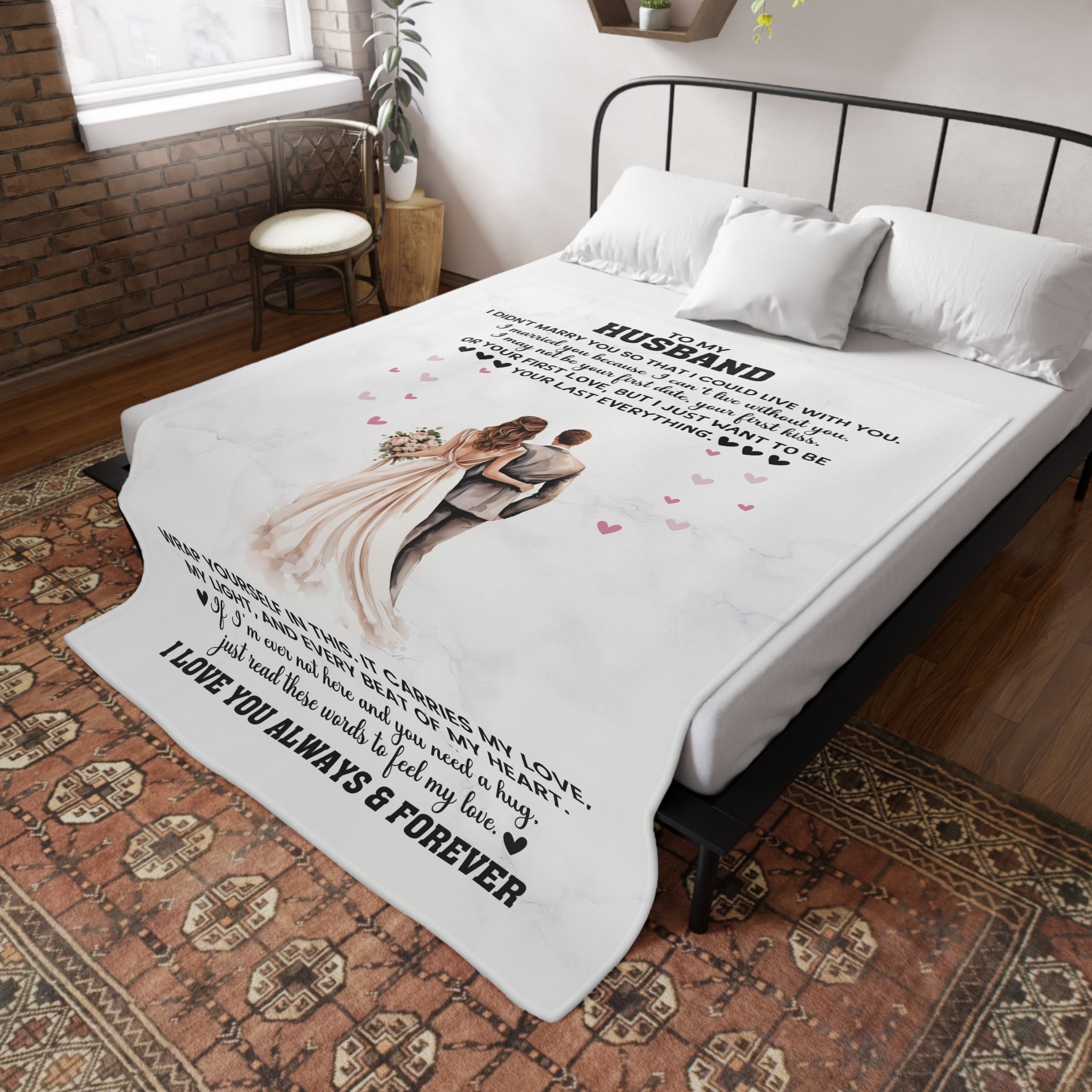 To My Husband - Romantic Fleece Blanket for Wife, Anniversary Gift, Cozy Throw, Love Quote Blanket, Gift for Her, Heartfelt Home Decor