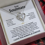 To My Soulmate- Double Heart Necklace- Represents The Bond With Her