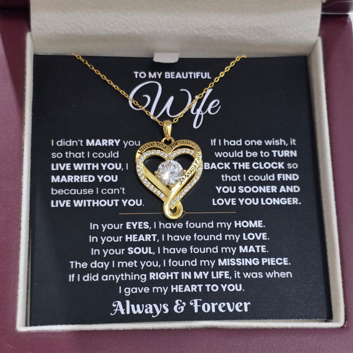 To My Wife- S925 Sterling Silver Necklace- Love You Forever Engraved