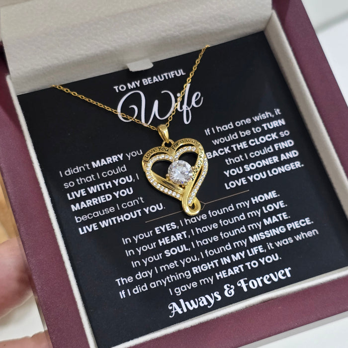 To My Wife- S925 Sterling Silver Necklace- Love You Forever Engraved