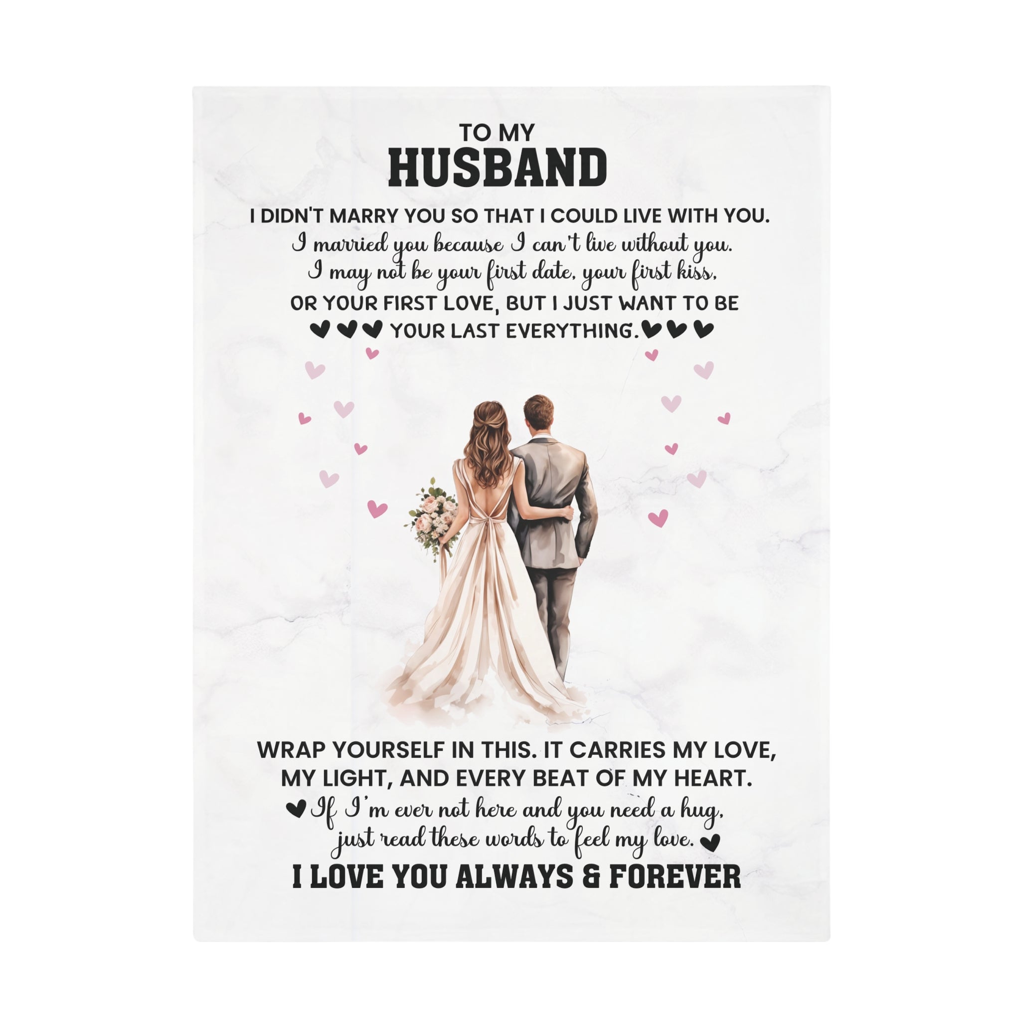 To My Husband - Romantic Fleece Blanket for Wife, Anniversary Gift, Cozy Throw, Love Quote Blanket, Gift for Her, Heartfelt Home Decor
