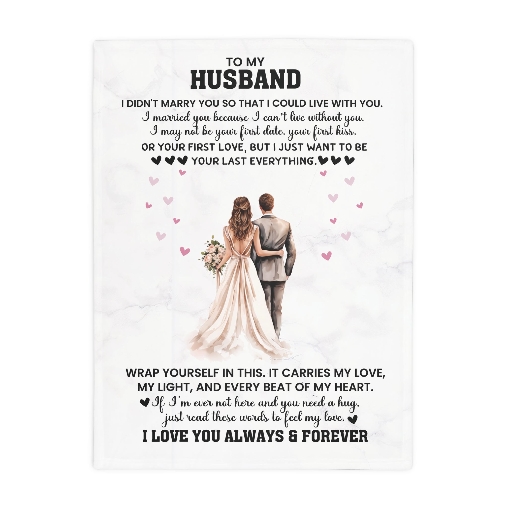 To My Husband - Romantic Fleece Blanket for Wife, Anniversary Gift, Cozy Throw, Love Quote Blanket, Gift for Her, Heartfelt Home Decor