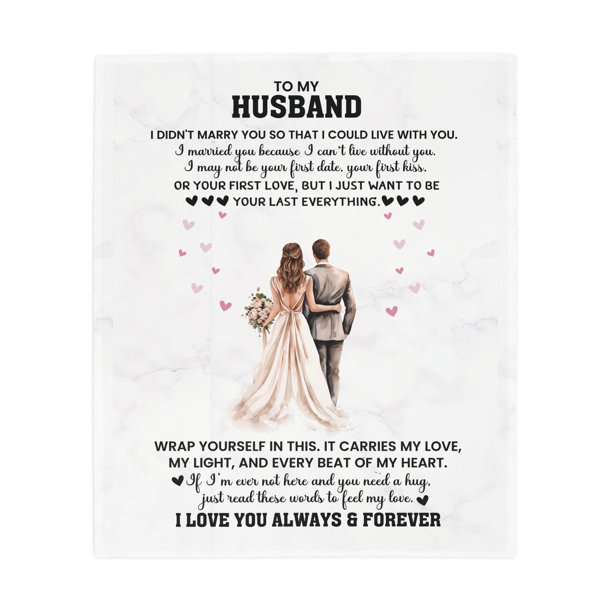 To My Husband - Romantic Fleece Blanket for Wife, Anniversary Gift, Cozy Throw, Love Quote Blanket, Gift for Her, Heartfelt Home Decor