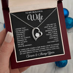 To My  Beautiful Wife – Heart Pendant Necklace Gift Box | Perfect for Her