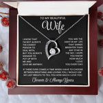 To My  Beautiful Wife – Heart Pendant Necklace Gift Box | Perfect for Her