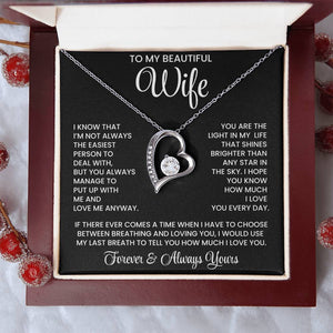 To My  Beautiful Wife – Heart Pendant Necklace Gift Box | Perfect for Her