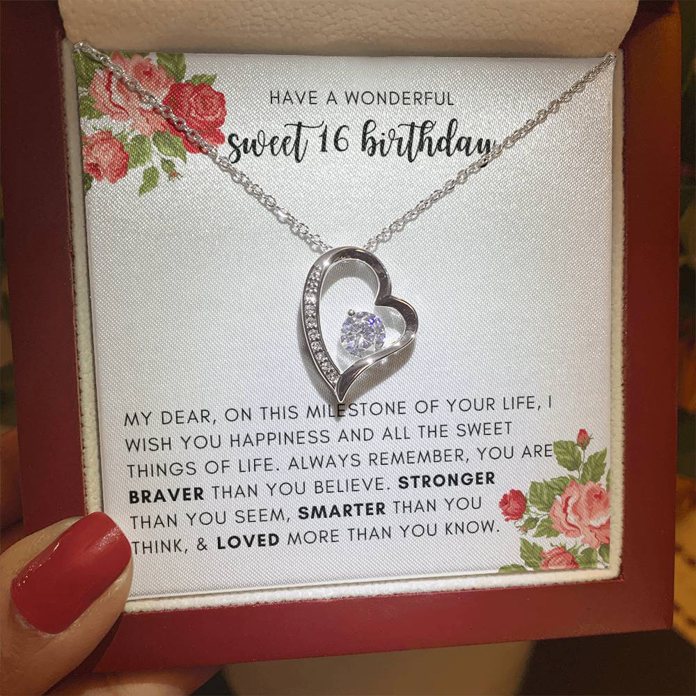 Sweet 16 Birthday Gift for Her - Necklace with Box