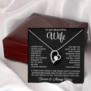 To My  Beautiful Wife – Heart Pendant Necklace Gift Box | Perfect for Her