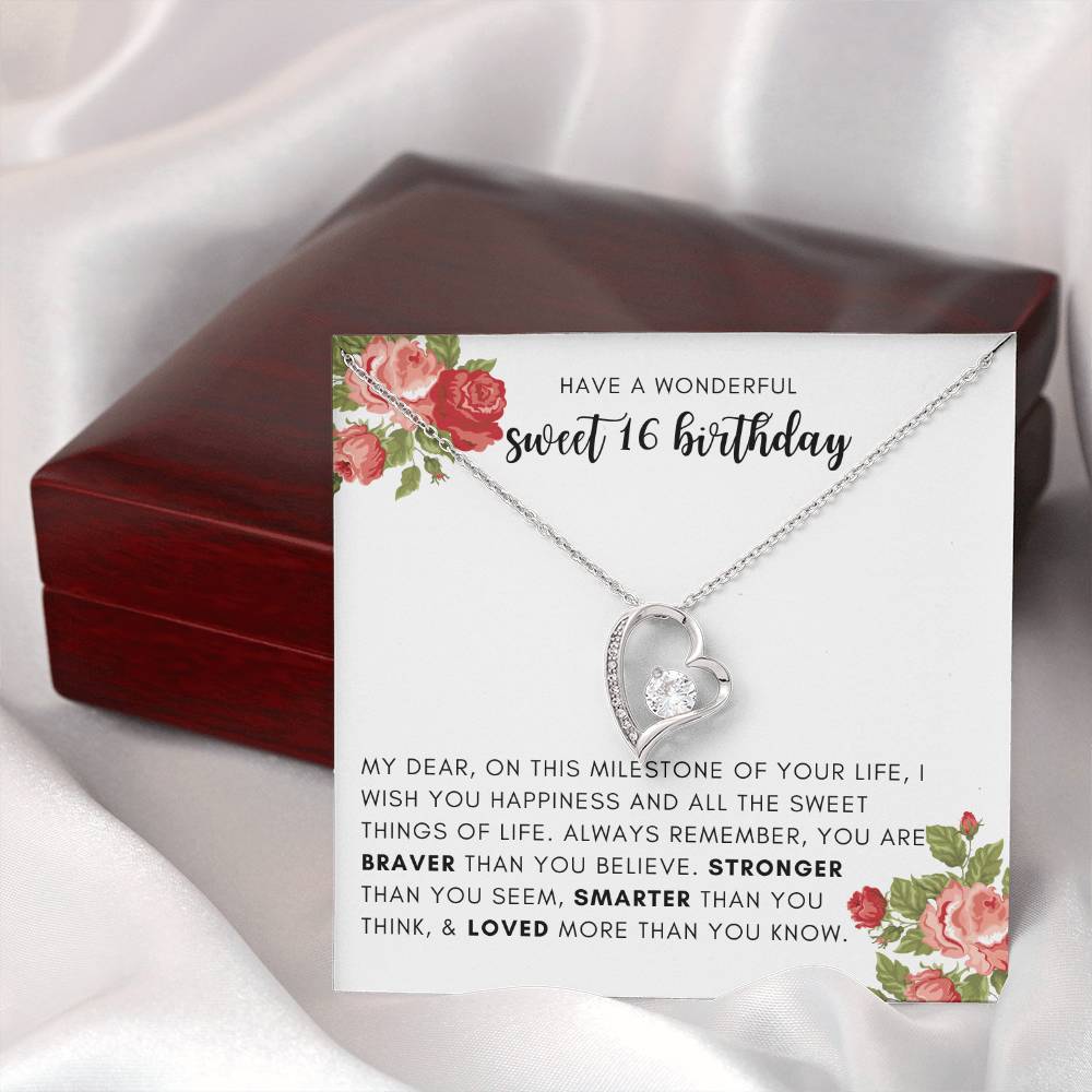 Sweet 16 Birthday Gift for Her - Necklace with Box