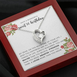 Sweet 16 Birthday Gift for Her - Necklace with Box