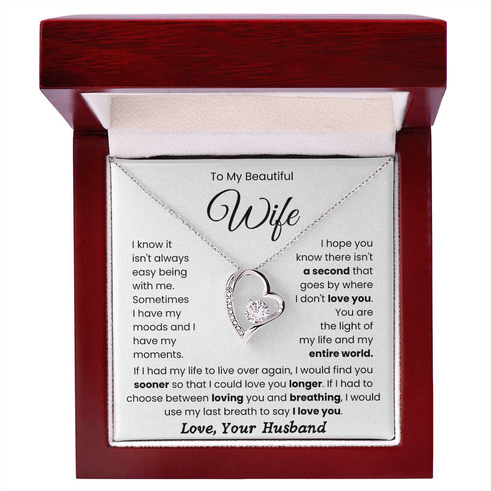 To My Beautiful Wife-Forever Love Necklace- My Life And My Entire World