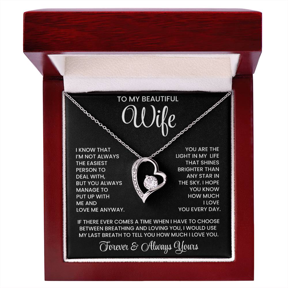 To My  Beautiful Wife – Heart Pendant Necklace Gift Box | Perfect for Her
