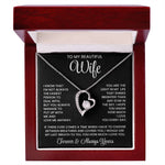 To My  Beautiful Wife – Heart Pendant Necklace Gift Box | Perfect for Her