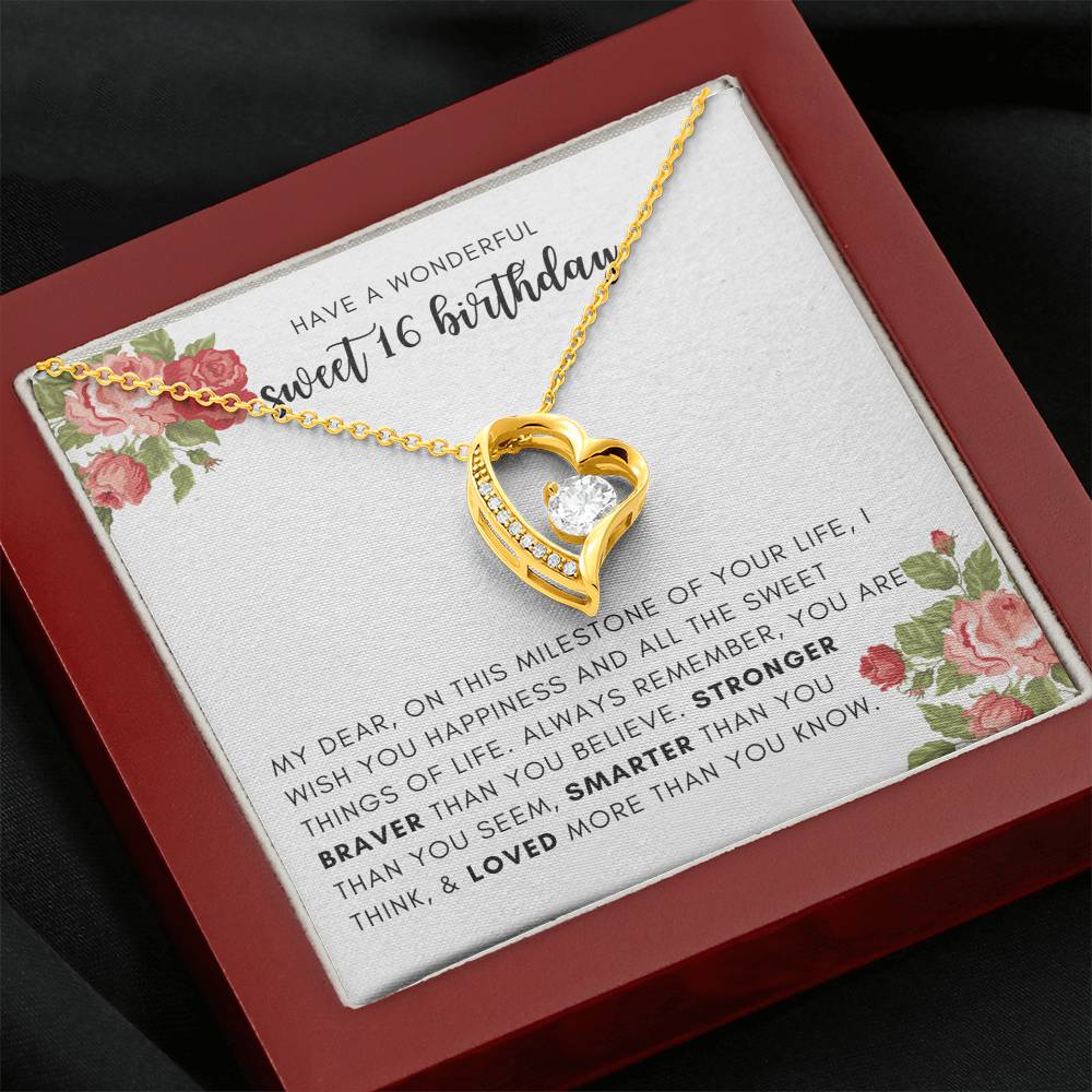 Sweet 16 Birthday Gift for Her - Necklace with Box