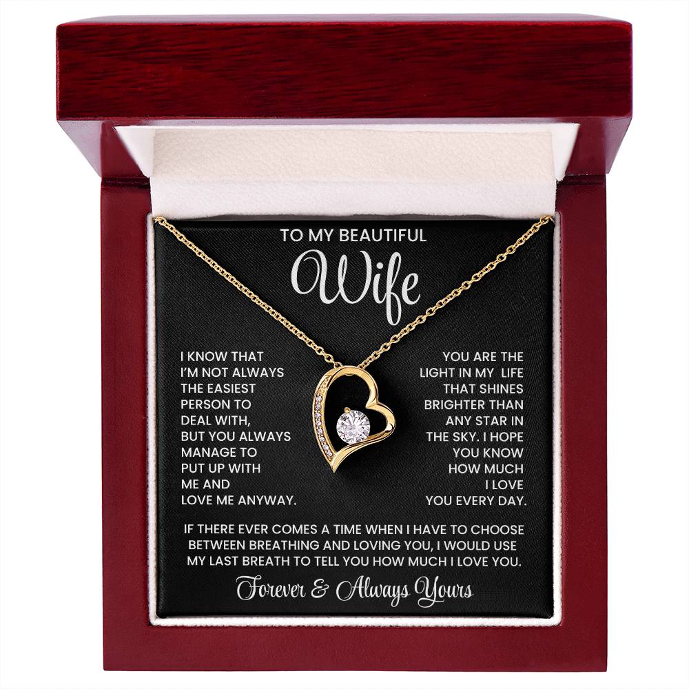 To My  Beautiful Wife – Heart Pendant Necklace Gift Box | Perfect for Her