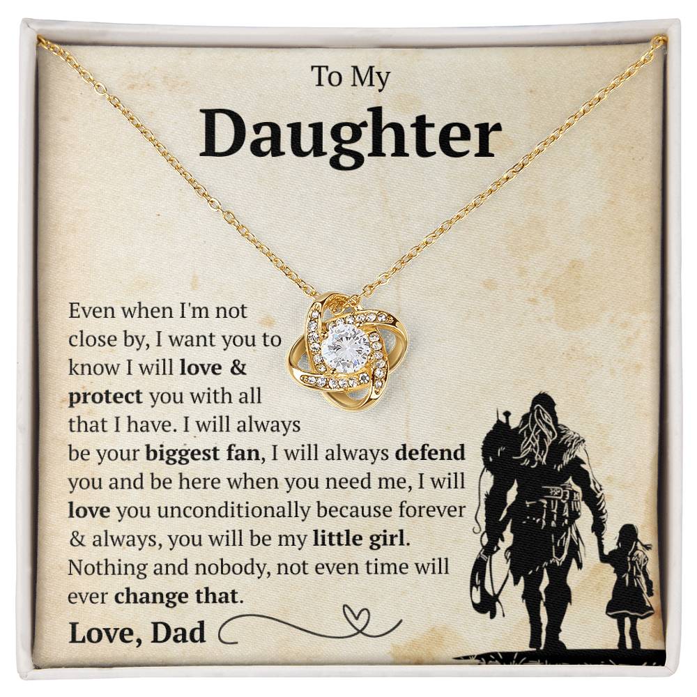 To My Daughter - I Will Love & Protect You With All That I Have - Love Knot Necklace