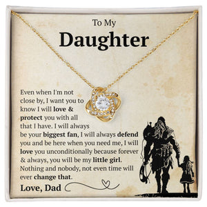 To My Daughter - I Will Love & Protect You With All That I Have - Love Knot Necklace
