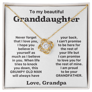 To my granddaughter- Loveknot necklace -Gift From Grandpa