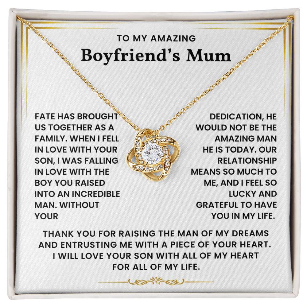 To My Boyfriend's Mum-Loveknot Necklace- I Feel So Lucky