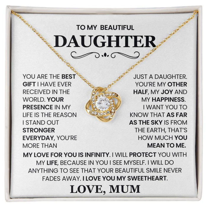 To My Beautiful Daughter-Loveknot Necklace-My Love For You Is Infinity