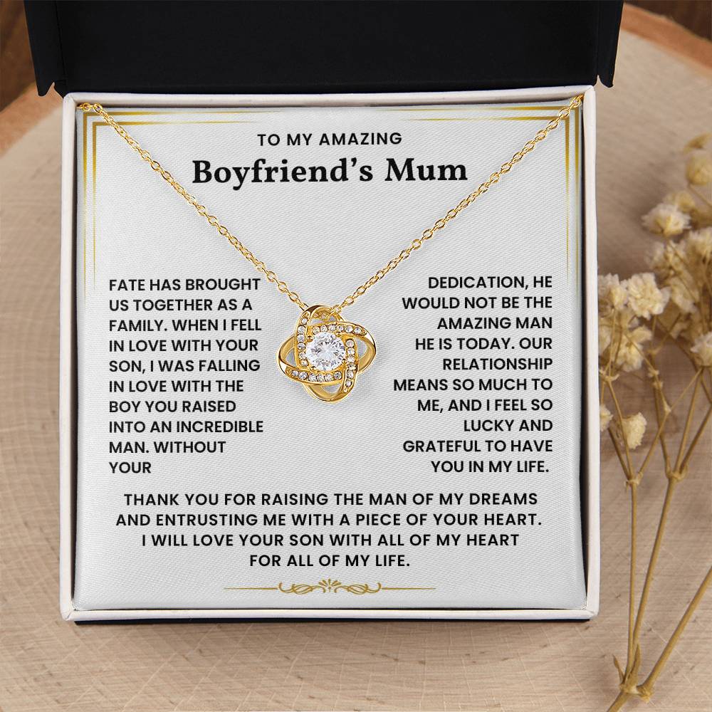 To My Boyfriend's Mum-Loveknot Necklace- I Feel So Lucky