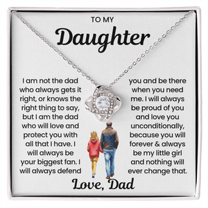 To My Daughter Love Knot Necklace Gift Set