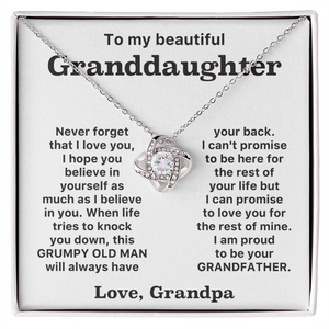 To my granddaughter- Loveknot necklace -Gift From Grandpa