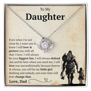 To My Daughter - I Will Love & Protect You With All That I Have - Love Knot Necklace