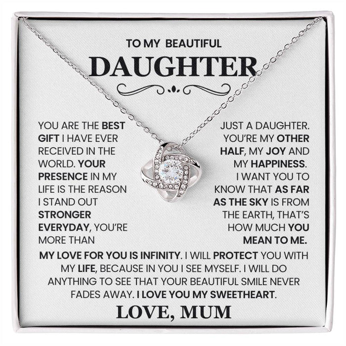 To My Beautiful Daughter-Loveknot Necklace-My Love For You Is Infinity