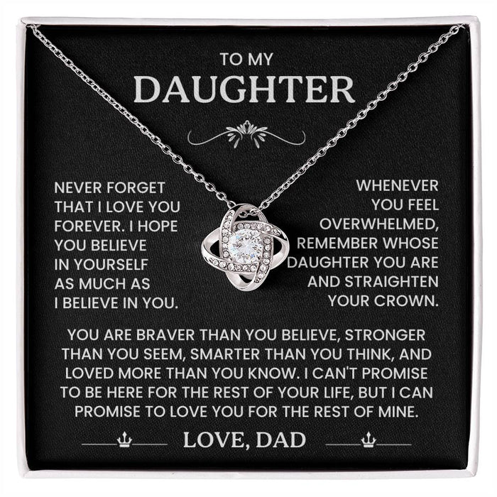 To My Daughter - Remember Whose Daughter You Are - Love Knot Necklace