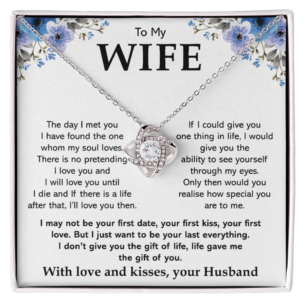To My Wife Necklace-Loveknot Necklace Silver Plated