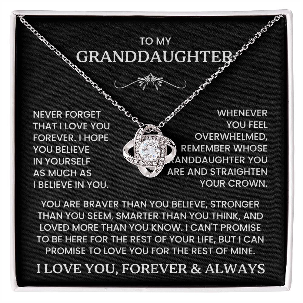 To My Granddaughter - Never Forget That I Love You - Love Knot Necklace