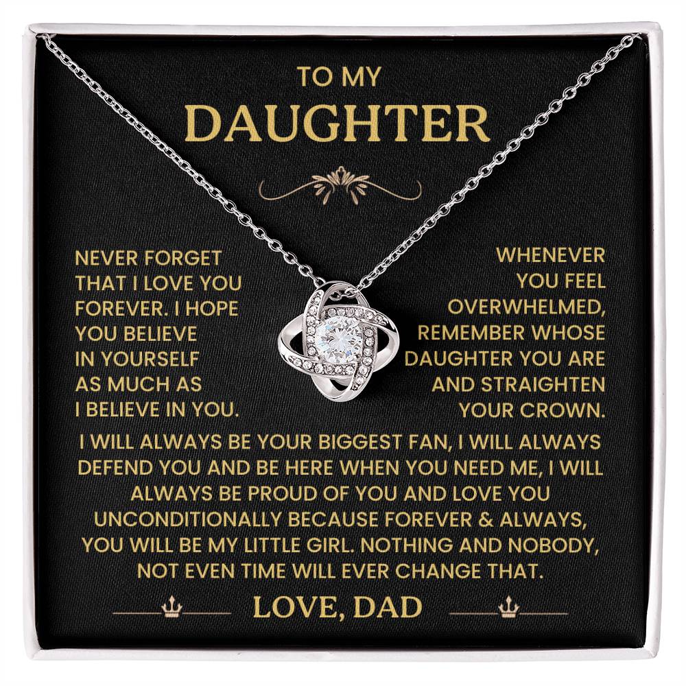 To My Daughter - Never Forget That I Love You - Love Knot Necklace
