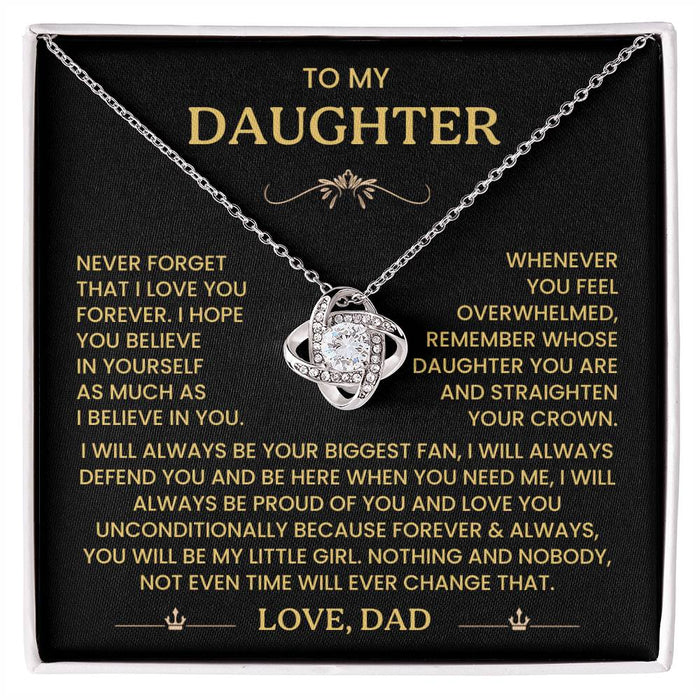 To My Daughter - Never Forget That I Love You - Love Knot Necklace