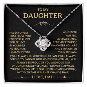 To My Daughter - Never Forget That I Love You - Love Knot Necklace