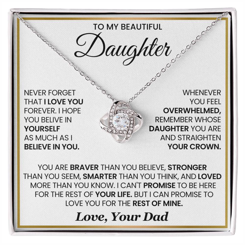 To My Beautiful Daughter-Loveknot Necklace- I Hope You Believe