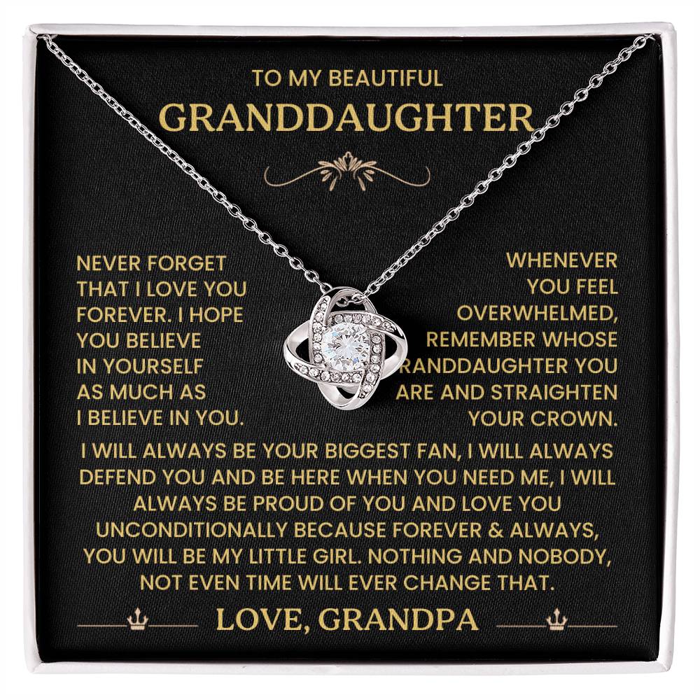 To My Granddaughter - Remember Whose Granddaughter You Are - Love Knot Necklace