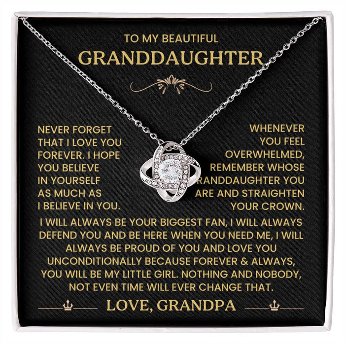 To My Granddaughter - Remember Whose Granddaughter You Are - Love Knot Necklace