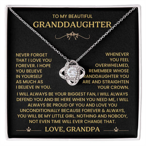 To My Granddaughter - Remember Whose Granddaughter You Are - Love Knot Necklace