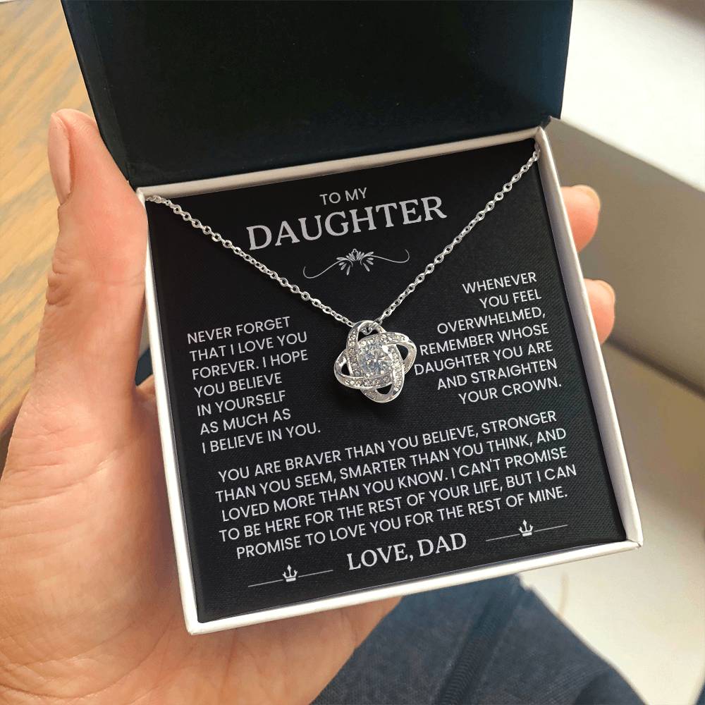 To My Daughter - Remember Whose Daughter You Are - Love Knot Necklace