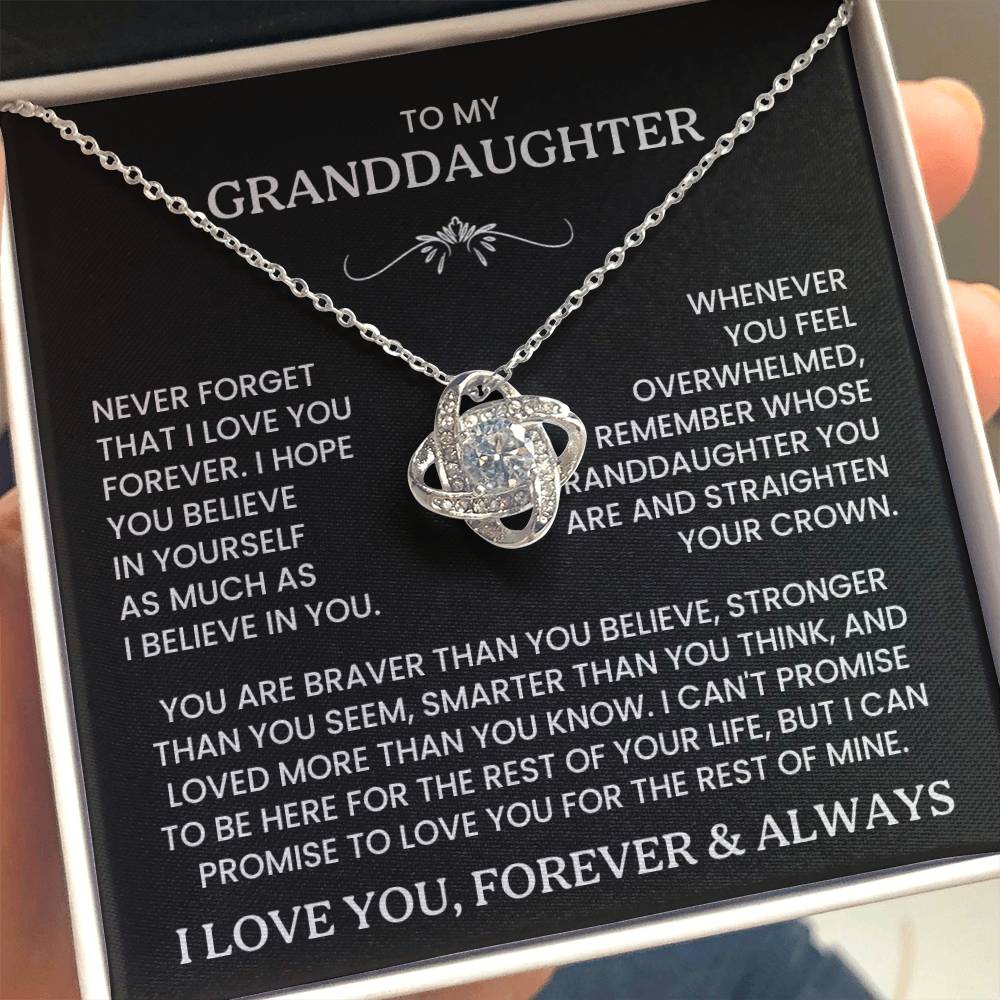 To My Granddaughter - Never Forget That I Love You - Love Knot Necklace