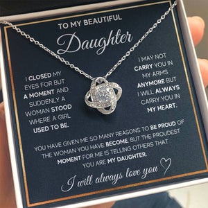 To My Beautiful Daughter-Loveknot Necklace- You Are My Daughter